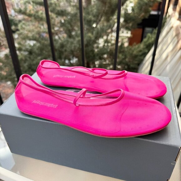 New Jeffrey Campbell Swan Lake Moira Mesh Flats Ballet Shoes Pink Fuchsia - Picture 6 of 13
